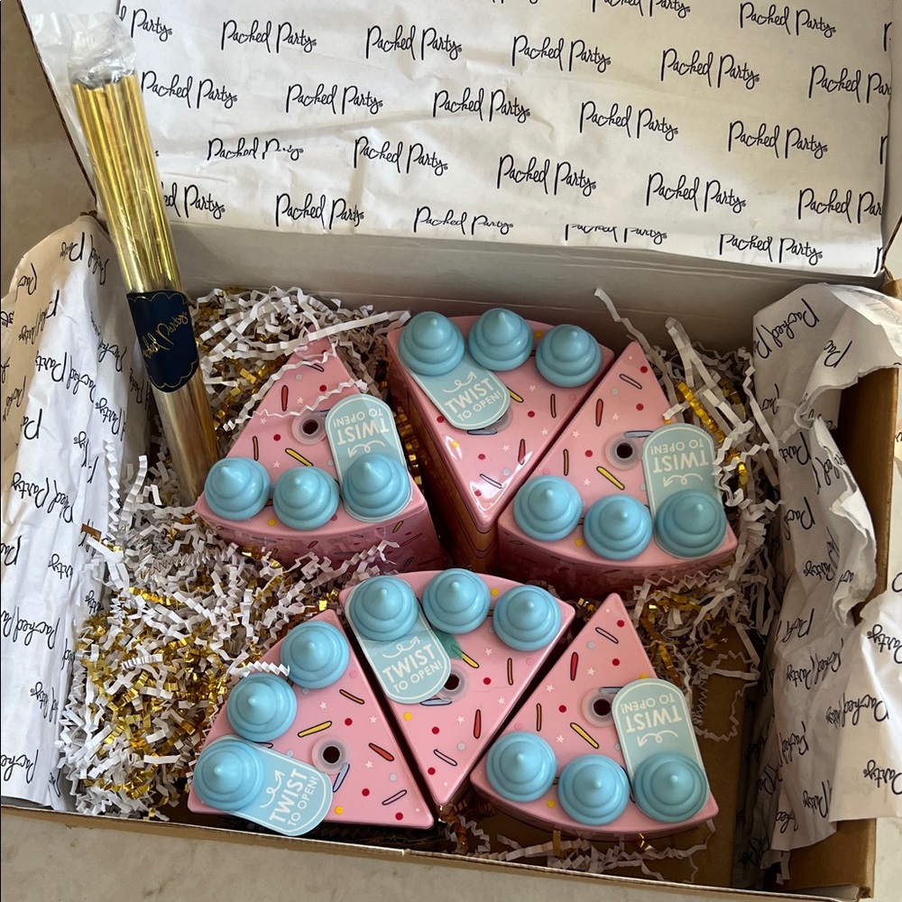 Packed Party Pink and Blue Cake Slice Favors